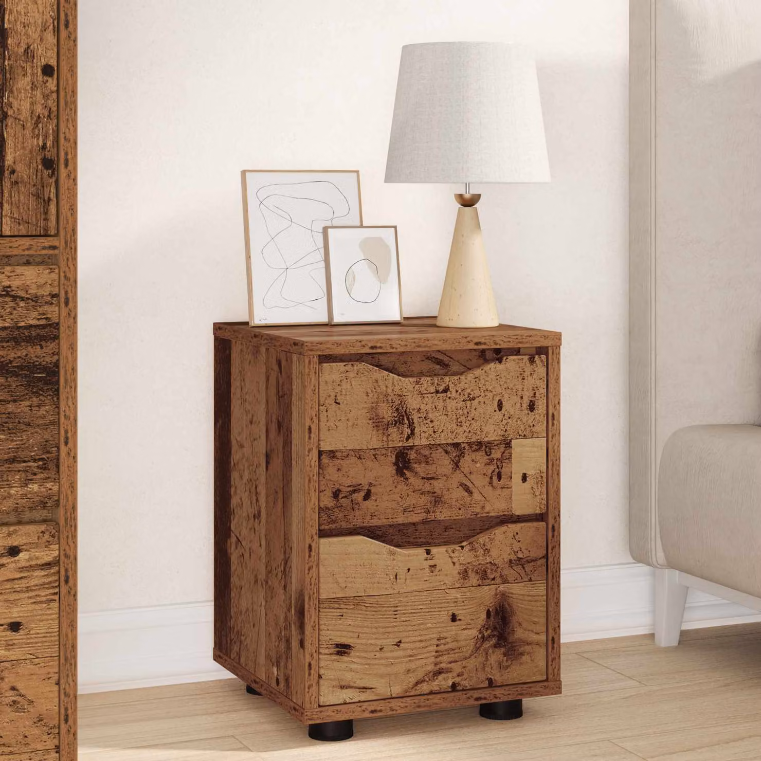 Comodino vidaXL in legno vecchio marrone L: 30,5 cm, P: 30 cm, H: 43 cm