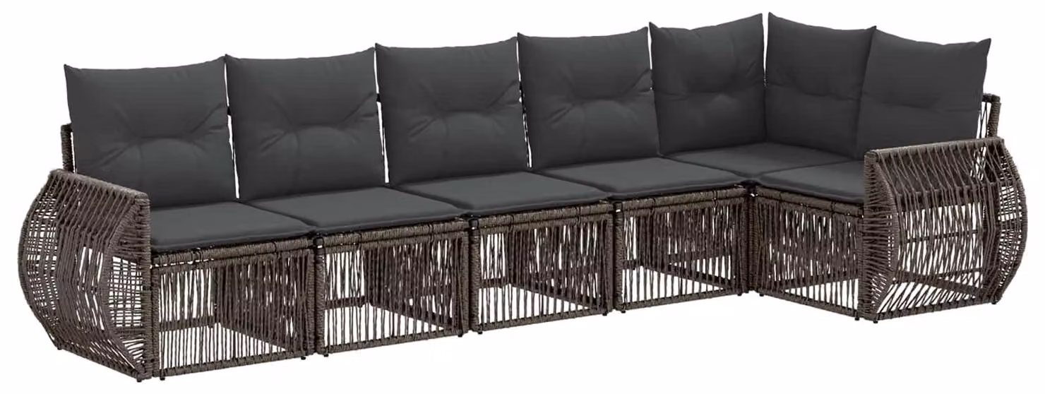 Set di divani da giardino, 6 pezzi, grigio e grigio scuro, in rattan sintetico