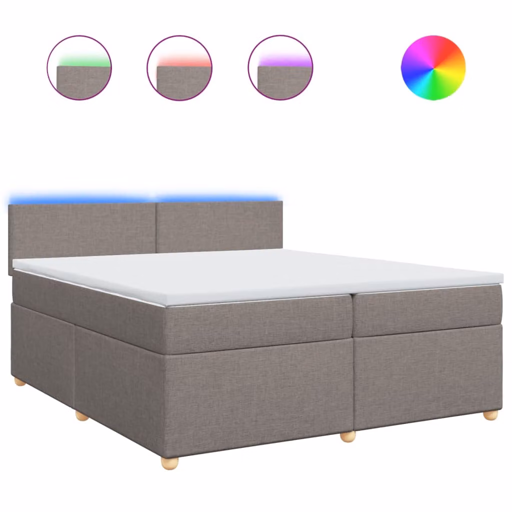 Letto a molle con materasso Taupe 200x200 cm in tessuto