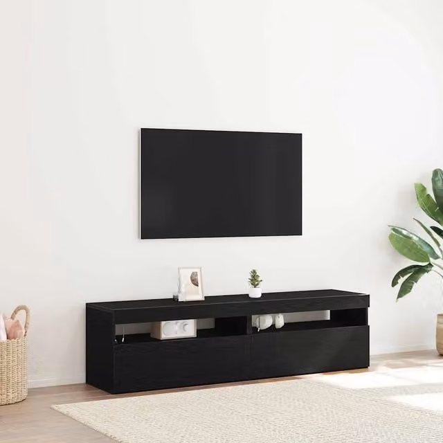 Mobile TV 2 pz-Mobile per TV-Credenza TV Rovere Nero 75 x 35 x 40 cm Legno multistrato