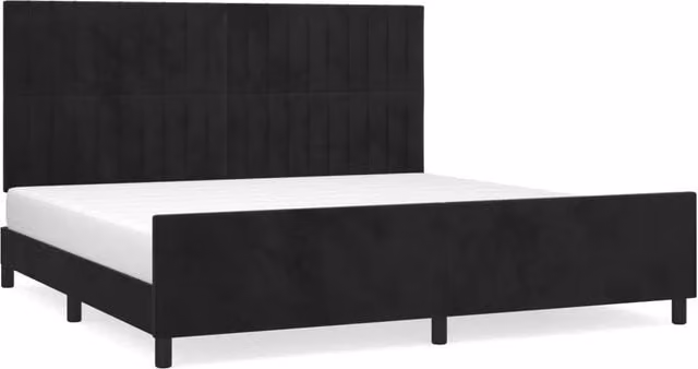 Letto matrimoniale | Letto per adulti | Giroletto senza Materasso Nero 200x200 cm in Velluto