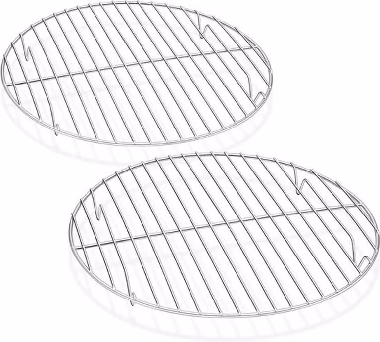 Set di 2 griglie rotonde in acciaio inossidabile per il raffreddamento, perfette per torte, cottura e cottura a vapore, resistenti alla ruggine e lavabili in lavastoviglie - 27 cm