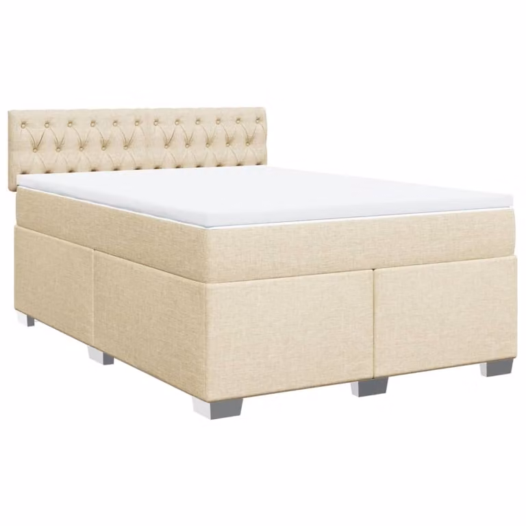 Giroletto a Molle con Materasso Crema 140x19 cm in Tessuto