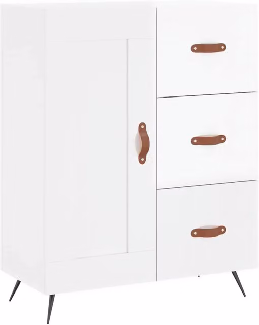 Buffet credenza cassettiera mobiletto mobile contenitore organizer per cucina soggiorno finitura lucida 69,5 x 34 x 90 cm legno ingegnerizzato bianco 02_0030745