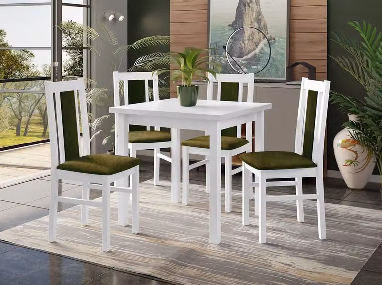 Set da pranzo 4+1 HARDIN 2 - bianco / oliva scuro
