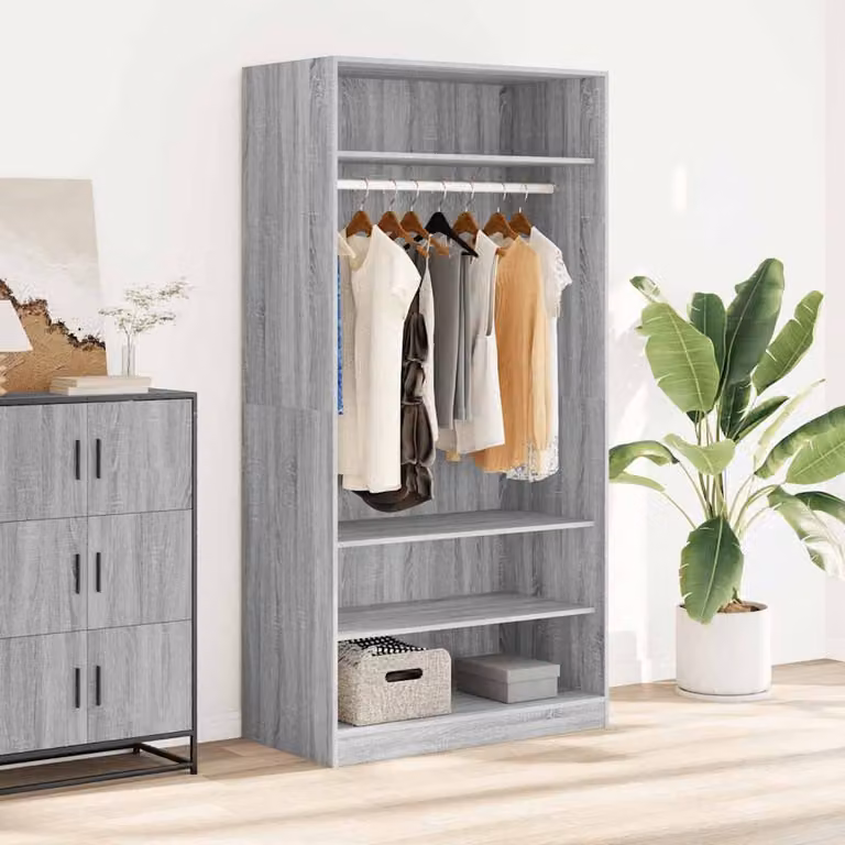 Armadio moderno vidaXL in legno e MDF Grigio con ante a battente L/P/H: 100 x 50 x 200 cm