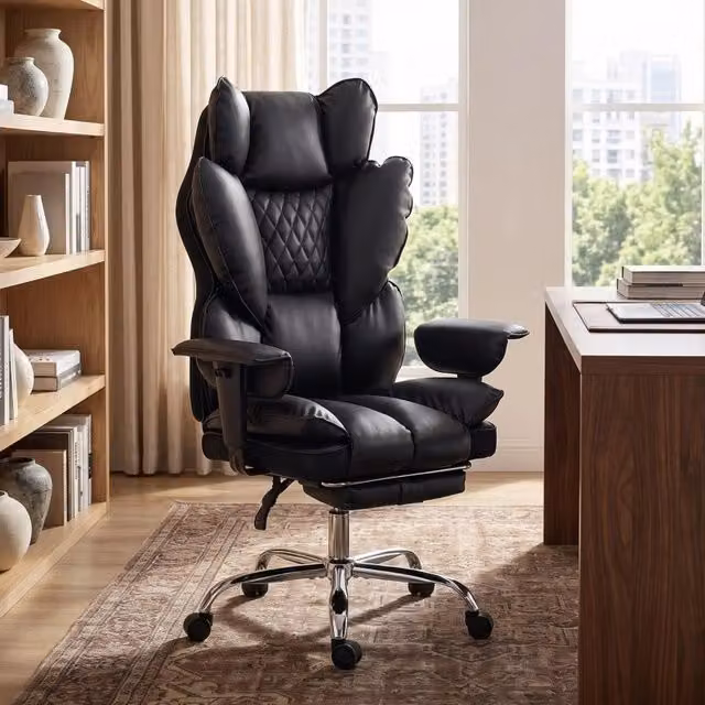 Sedia da ufficio regolabile in ecopelle con molle a tasca e funzione reclinabile, portata fino a 180 kg, colore nero