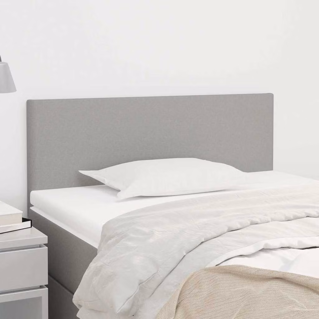 Testiera per letto vidaXL in tessuto grigio chiaro con pannello imbottito e legno di larice, L/P/H: 100 x 5 x 78/88 cm