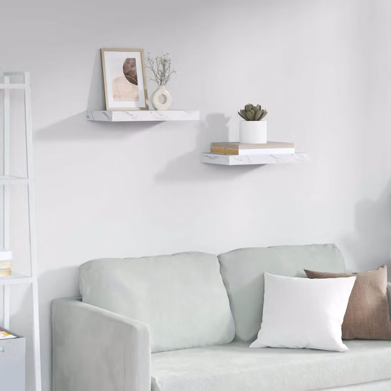 Set di 2 Scaffali da Parete Moderni vidaXL in Marmo Bianco L: 40 cm, P: 23,5 cm, H: 3,8 cm