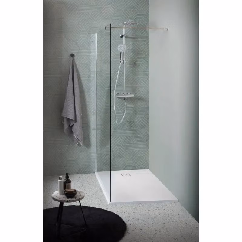 Piatto doccia quadrato Kinedo in resina acrilica bianco opaco con effetto pietra antiscivolo L 90 x P 90 cm – 2