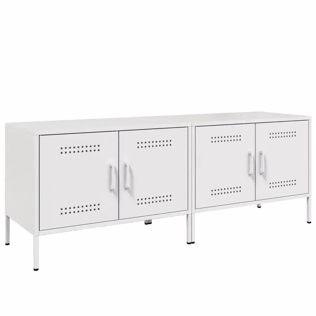 Set di 2 mobili TV vidaXL in stile industriale in metallo bianco L: 68 cm, P: 39 cm, H: 50,5 cm – 2