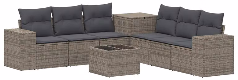 Set di divani da esterno, 8 pezzi, grigio e grigio scuro, in rattan sintetico e acciaio