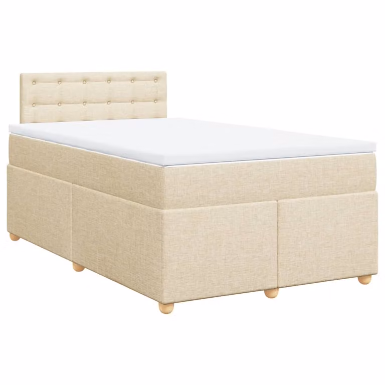 Giroletto a Molle con Materasso Crema 120x190 cm in Tessuto