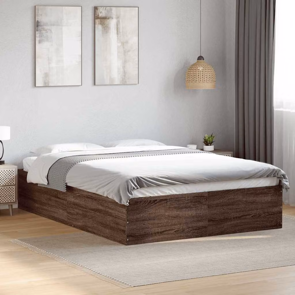 vidaXL Giroletto in Legno Multistrato e MDF Colore Rovere Marrone L: 138 cm, P: 193 cm, H: 35 cm
