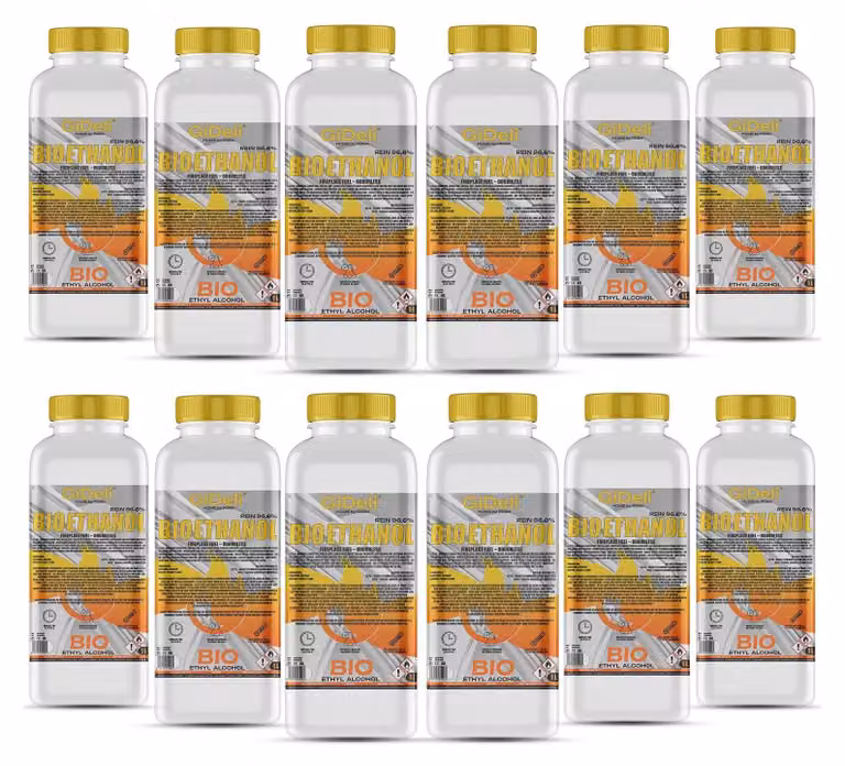 Bioetanolo inodore 96,6% 12L per caminetti universali senza fumo e senza fuliggine GiDeli