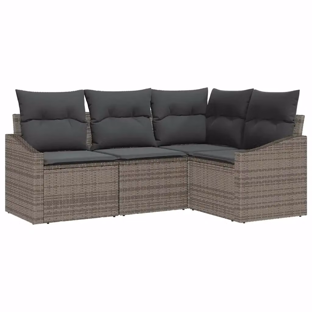 Set Divano da Giardino vidaXL a Forma a L in Polyrattan Grigio con Cuscini e Struttura in Acciaio – 2