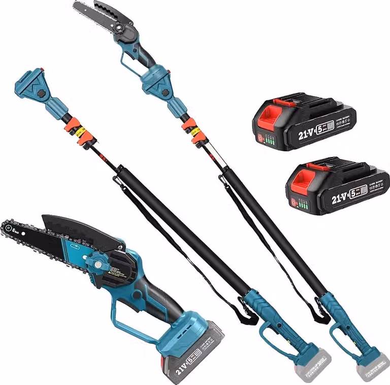 Motosega elettrica, asta regolabile, sistema a doppia batteria, 1*asta telescopica+1*sega a catena