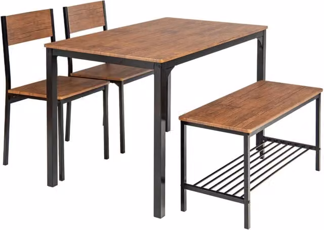 Set cucina da 4 pezzi 110 x 70 x 76 cm per sala da pranzo in stile industriale in MDF marrone 20_0011994