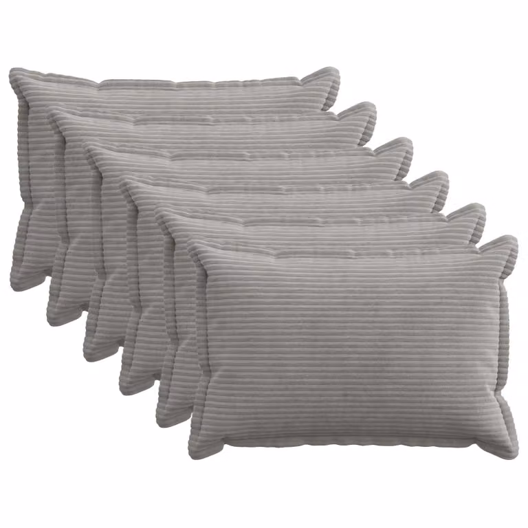 Set di 6 federe vidaXL HOUTEN in velluto a coste grigio chiaro, L 50 x P 30 cm