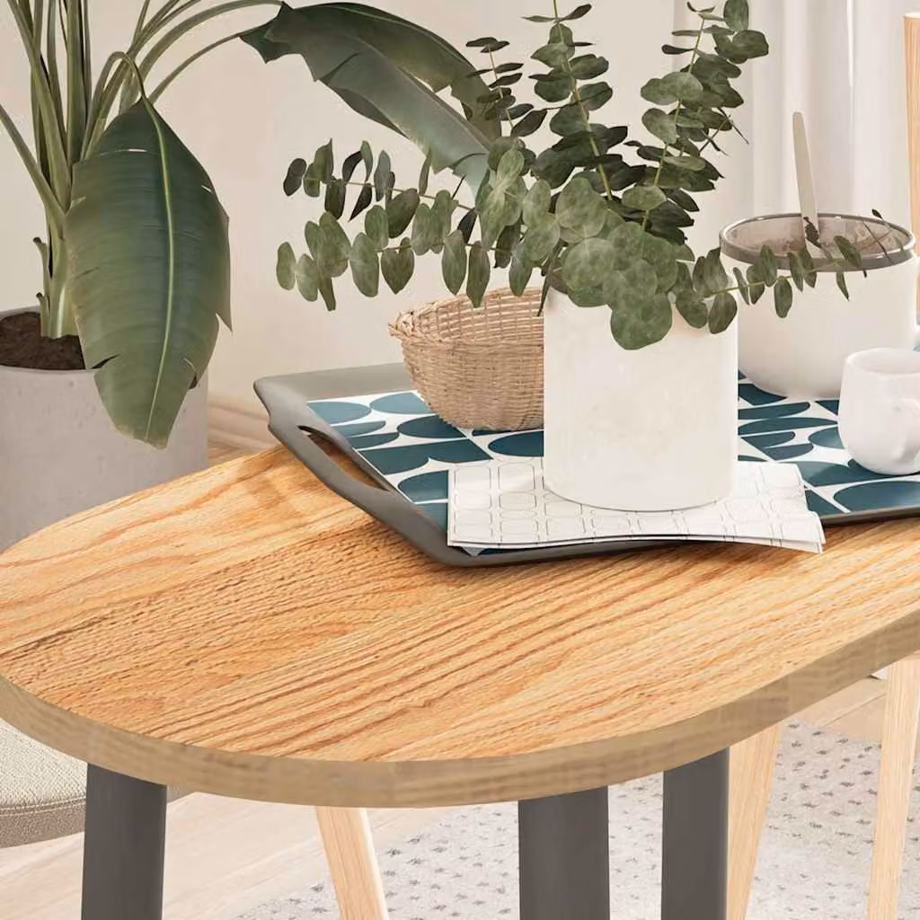 Piano per tavolo ovale in rovere massello vidaXL, colore marrone, L 80 cm x P 40 cm x H 2 cm