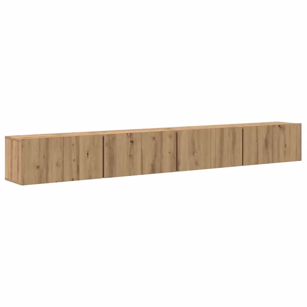 Set mobile TV moderno vidaXL in legno ingegnerizzato color rovere, 4 pezzi da parete – 2