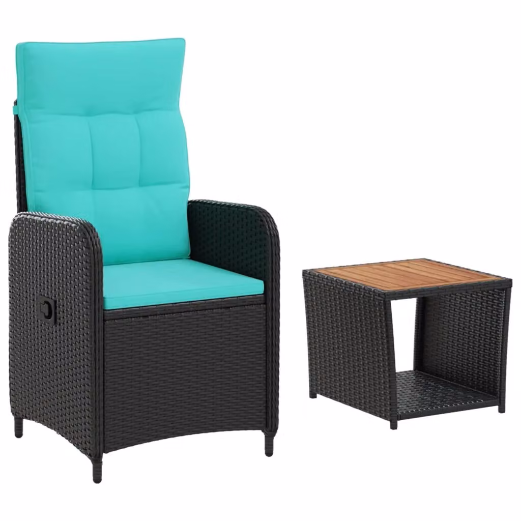 Set Lounge da Giardino Moderno vidaXL in Rattan e Metallo, Colore Turchese, 2 Pezzi – 2