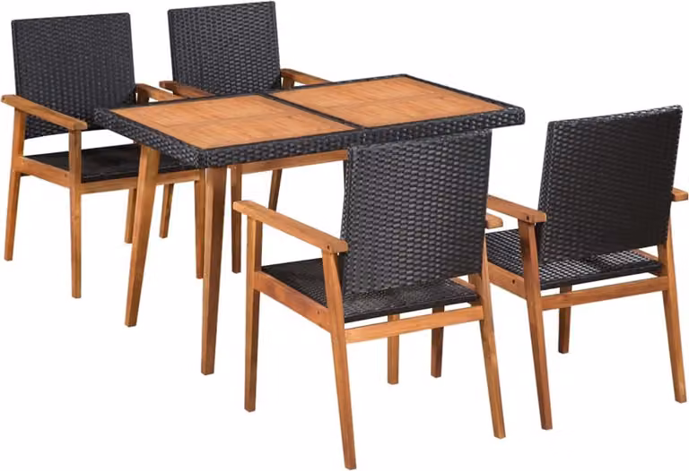 Maison Exclusive - Set da giardino completo per 5 persone, realizzato in rattan sintetico, colore nero e marrone