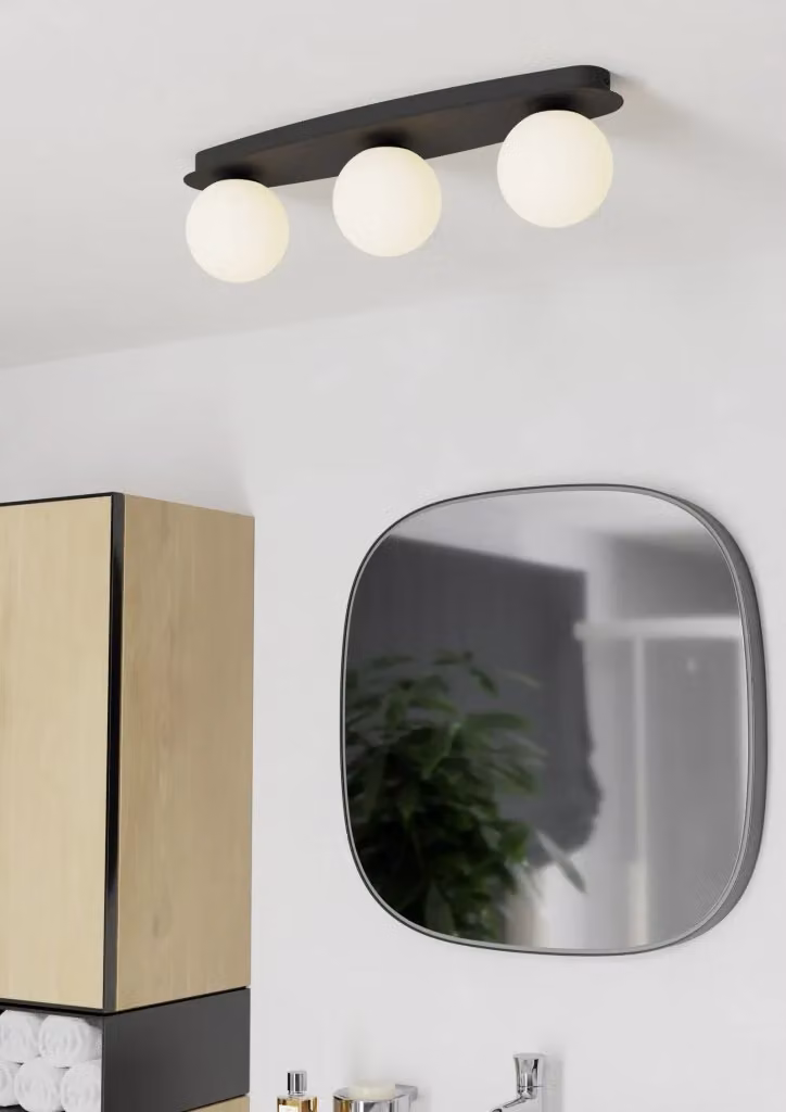 Applique Moderna Eglo Castrovido in Acciaio Nero e Bianco con 3 Luci G9 per Bagno IP44 – 2
