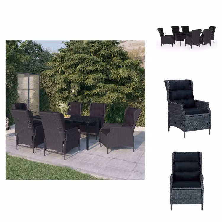 vidaXL set da pranzo da giardino 7 pezzi grigio scuro - Set di mobili da giardino