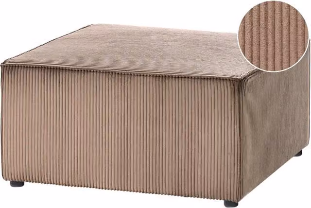 Ottomana Poggiapiedi Rettangolare in Velluto Colore beige sabbia dal design moderno
