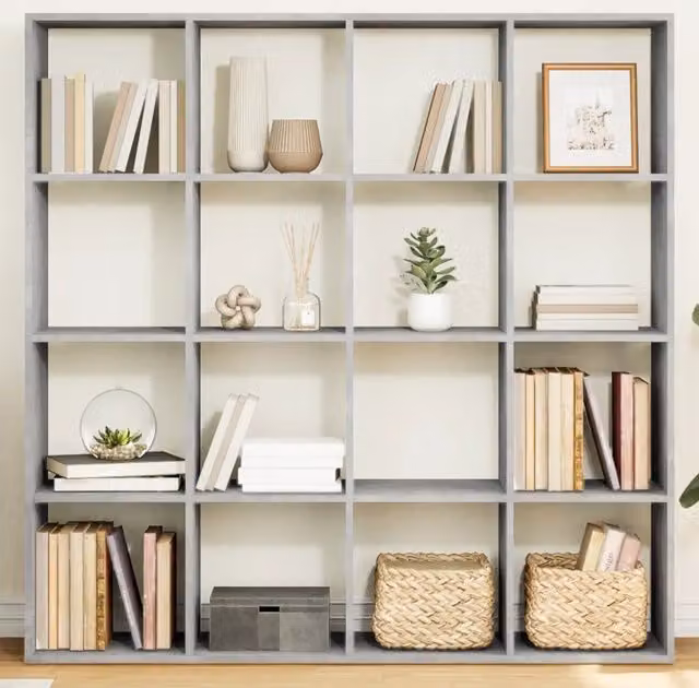 Libreria vidaXL in Legno e MDF Grigio Cemento, L 137,5 cm x P 29 cm x H 137,5 cm
