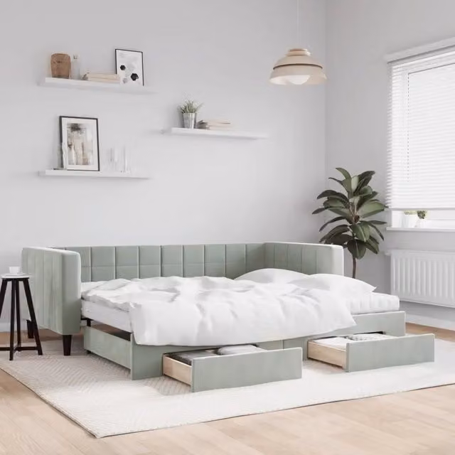 Divano Letto Moderno vidaXL Grigio con Struttura Imbottita per Soggiorno e Camera da Letto