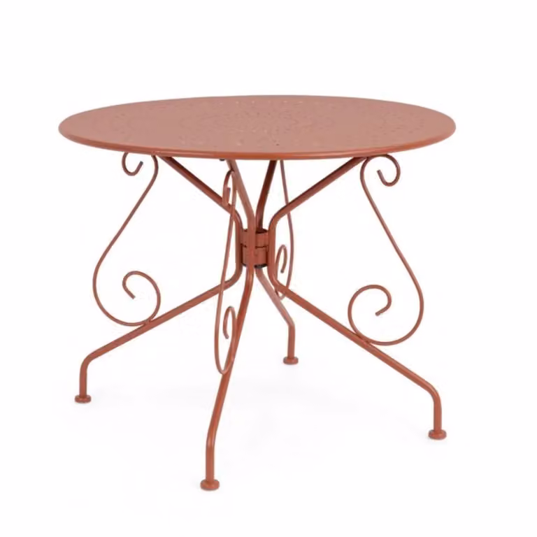 Tavolo ETIENNE in acciaio rosso Ø90 cm