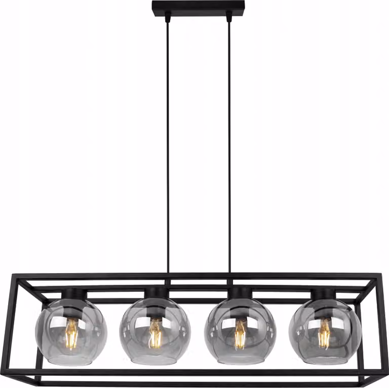 Haga Cage lampada a sospensione - Lampada da soffitto per soggiorno, camera da letto e sala da pranzo - Lampada a sospensione in metallo e vetro - E27 - Grafite - 4 luci