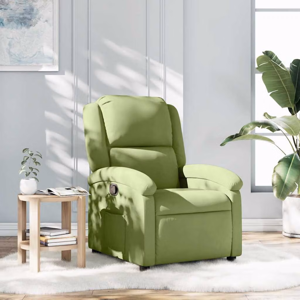 Poltrona Reclinabile Relax vidaXL in Velluto Verde con Braccioli e Meccanismo Manuale
