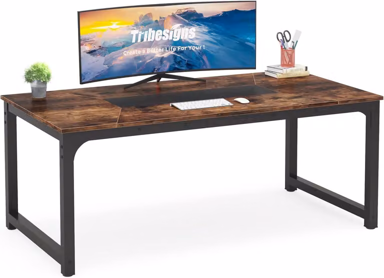 Scrivania di 180x90 cm - Ampia scrivania da lavoro e postazione computer con robusta struttura in metallo, ideale per l'ufficio