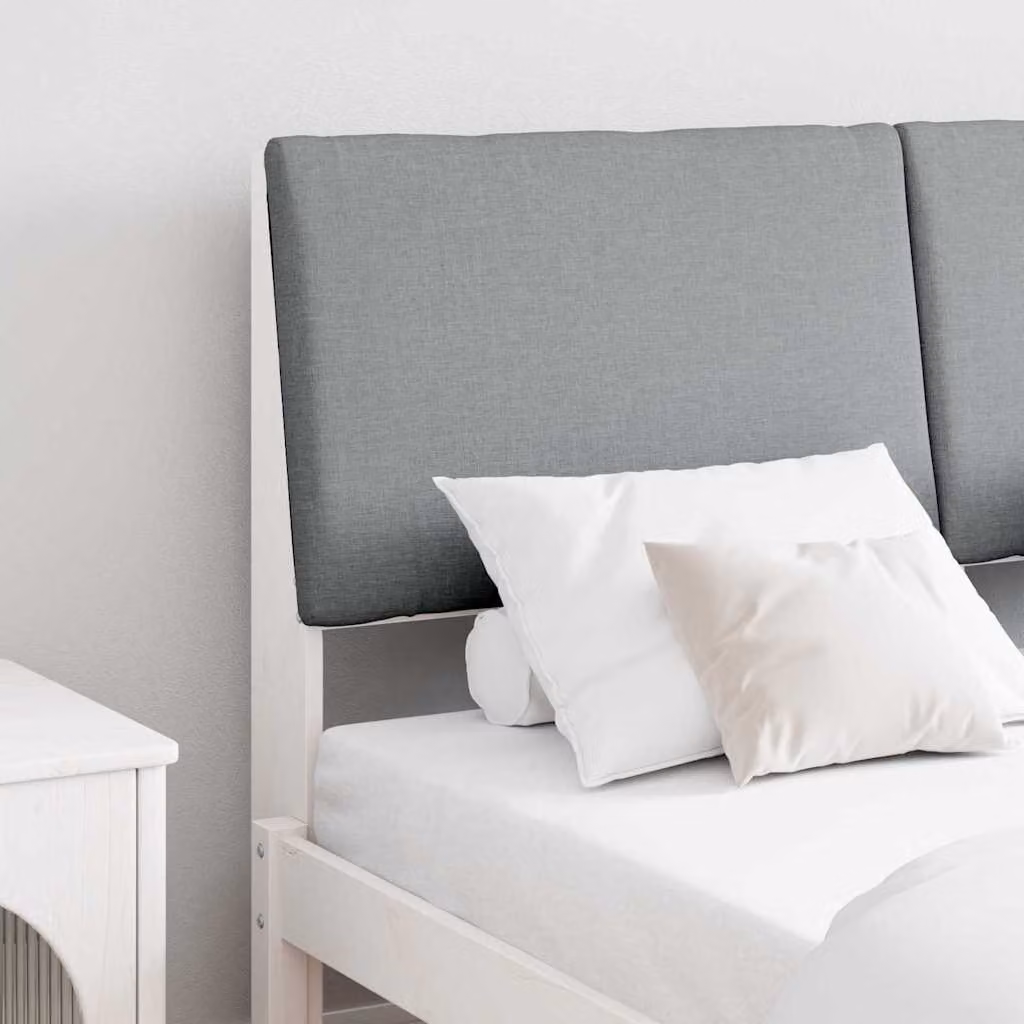 Testiera imbottita vidaXL in pino massello Grigio chiaro 140 cm