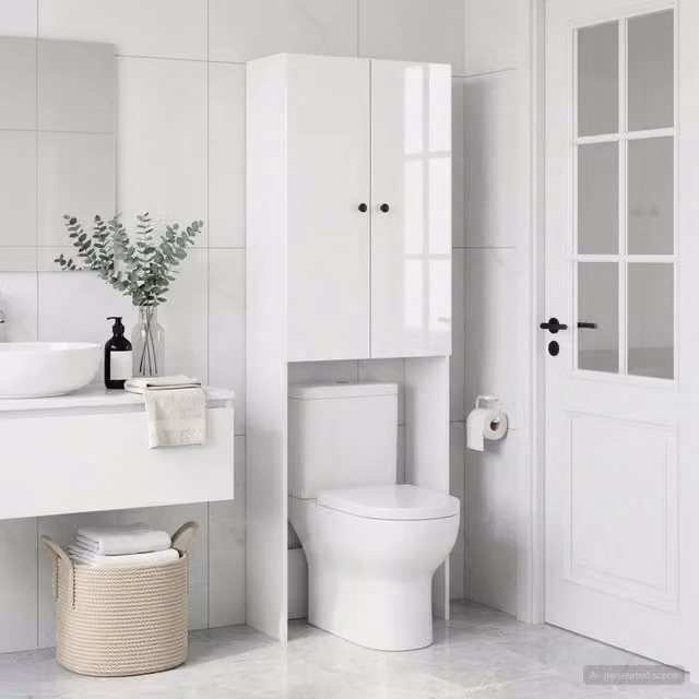 Mobile Bagno BREDA vidaXL Bianco Lucido L: 66 cm, P: 25,5 cm, H: 190 cm