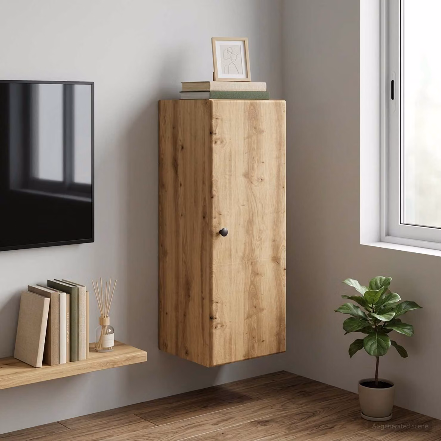 Mobiletto a muro moderno vidaXL in legno e metallo marrone con ante a battente L: 33 cm, P: 34,5 cm, H: 90 cm