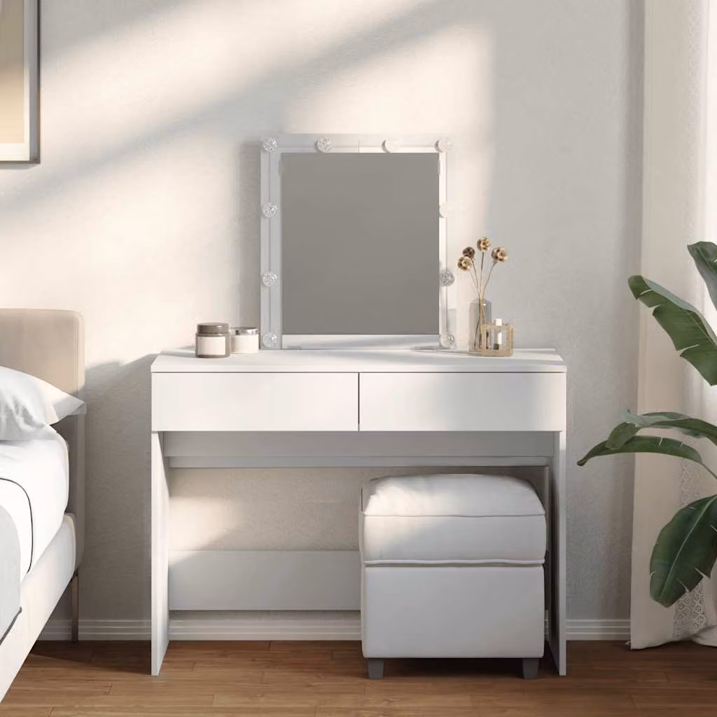 vidaXL Toeletta Hollywood con LED Bianco L: 100 cm, P: 40 cm, H: 130 cm
