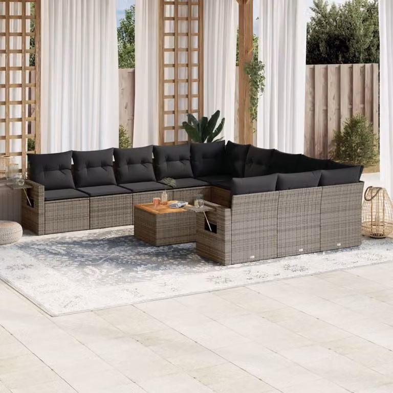 Maison Exclusive - Set Divani da Giardino 12 pz con Cuscini Grigio in Polyrattan