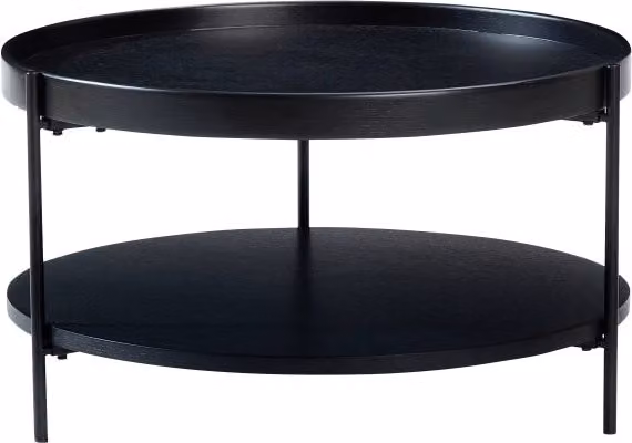 Tavolino da salotto a 2 livelli - Zephmum- Massiccio legno e metallo, 3 colori, 69x69x38 cm
