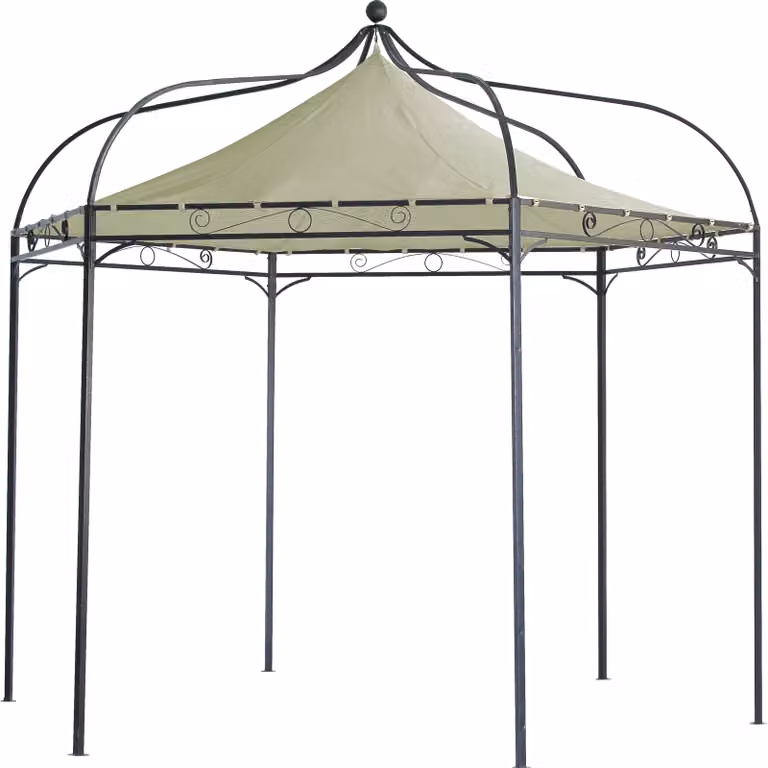 DEGAMO gazebo da giardino MODENA 6 lati 320cm, acciaio nero, impermeabile