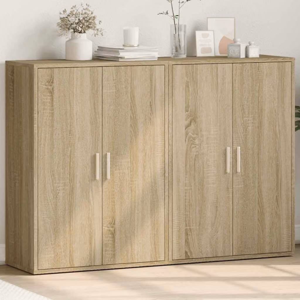 Set di 2 credenze vidaXL in legno MDF color rovere, design moderno per soggiorno o sala da pranzo, L: 60 cm, P: 31 cm, H: 84 cm