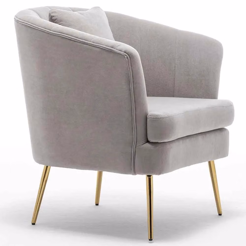 Poltrona Relax Bakaji Design Moderno con Braccioli in Tessuto e Struttura in Legno e Metallo, Colore Grigio e Oro – 2