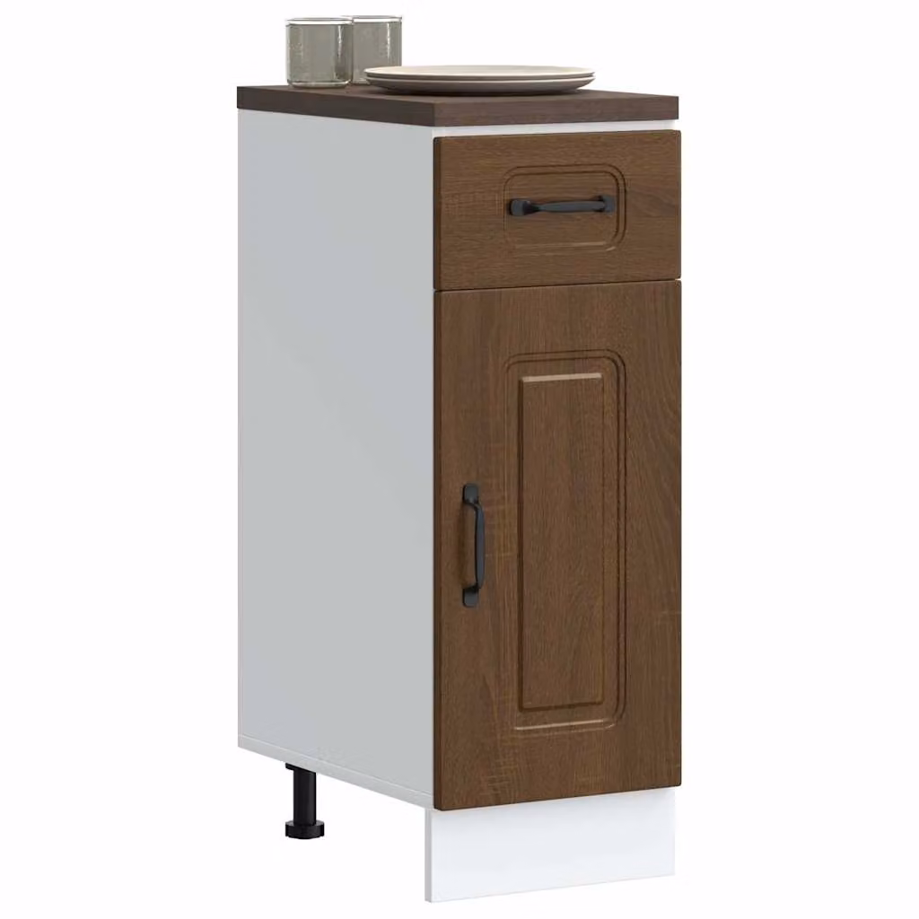 Base da cucina moderna vidaXL Kalmar in legno multistrato e MDF, colore marrone, L: 46,0 cm, P: 30,0 cm, H: 81,5 cm