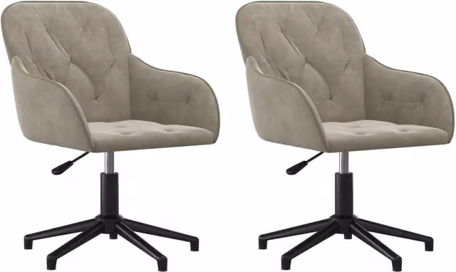 Set di 2 sedie da pranzo girevoli a 360 gradi in velluto grigio con design moderno per cucina e soggiorno