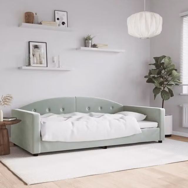 Letto da giorno moderno vidaXL in velluto grigio con funzione letto con dimensioni L: 200 cm, P: 100 cm, H: 75 cm