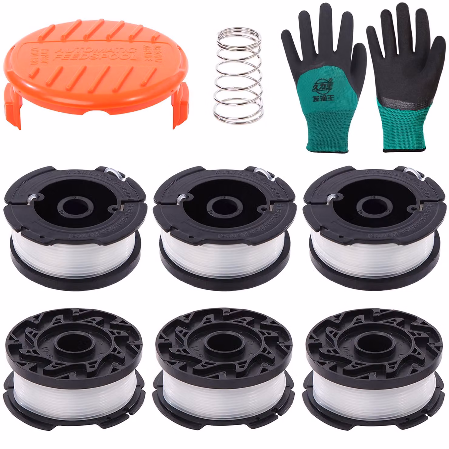 Set di bobine di ricambio per trimmer, 6 pezzi, 9 metri x 1,6 mm, alimentazione automatica