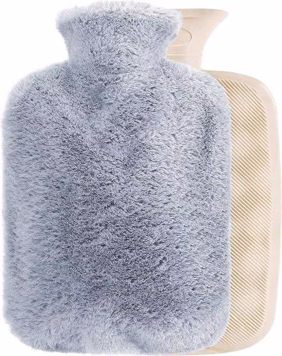 Borsa termica Unyqoos® da 2 litri – grande borsa termica in gomma con rivestimento in ecopelliccia morbida, blu scuro, 32x22 cm, priva di BPA, ampia apertura, tappo a vite antiscivolo